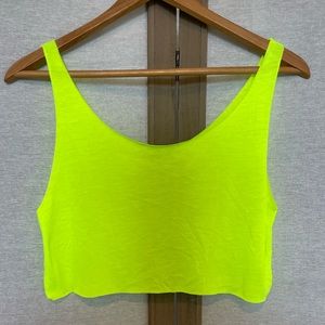 Neon green crop tank top, size : S/M